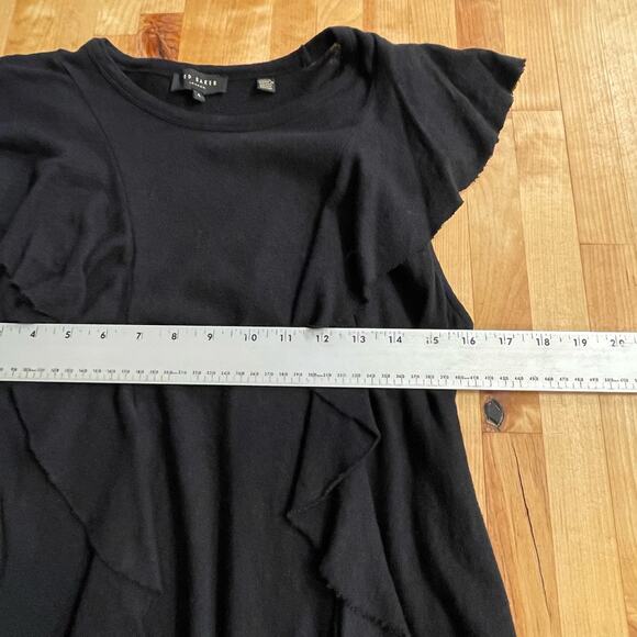 Ted Baker Kathley Top‎ Black Cotton Linen Blend Ruffled SZ 4 US 10 Sleeveless - Picture 7 of 10